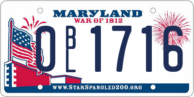 MD license plate 0BL1716