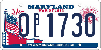MD license plate 0BL1730