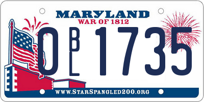 MD license plate 0BL1735