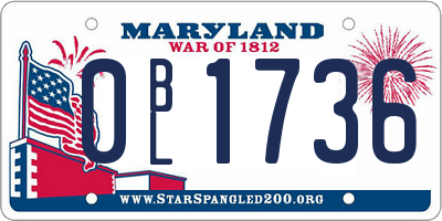 MD license plate 0BL1736