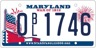 MD license plate 0BL1746