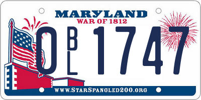 MD license plate 0BL1747