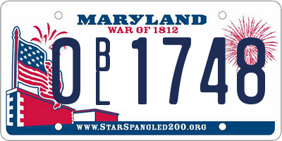MD license plate 0BL1748