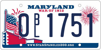MD license plate 0BL1751
