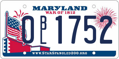 MD license plate 0BL1752