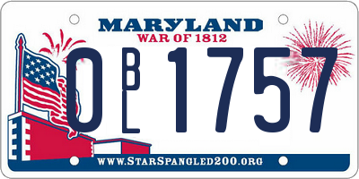 MD license plate 0BL1757