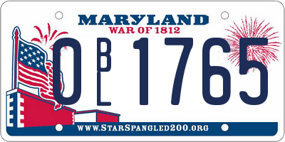 MD license plate 0BL1765