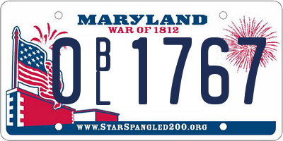 MD license plate 0BL1767