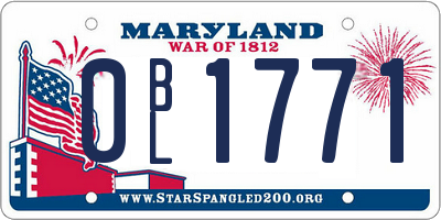 MD license plate 0BL1771