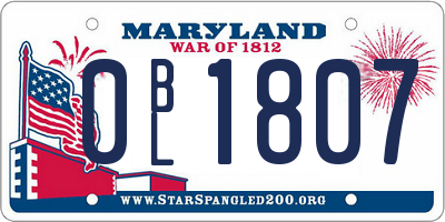 MD license plate 0BL1807