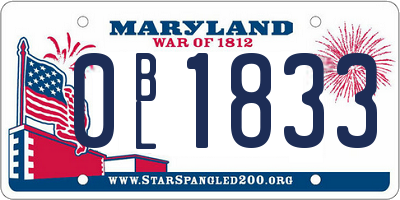 MD license plate 0BL1833