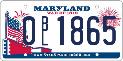 MD license plate 0BL1865