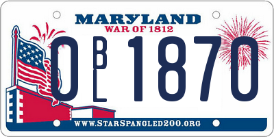 MD license plate 0BL1870