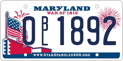 MD license plate 0BL1892