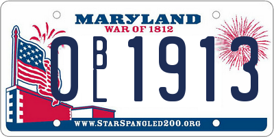 MD license plate 0BL1913