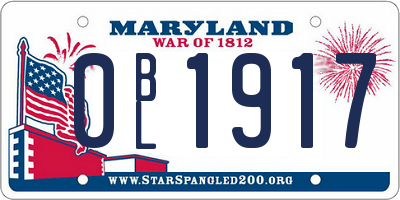 MD license plate 0BL1917