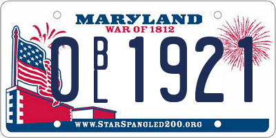 MD license plate 0BL1921
