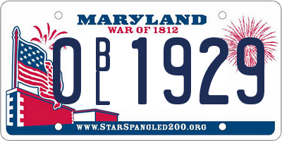 MD license plate 0BL1929