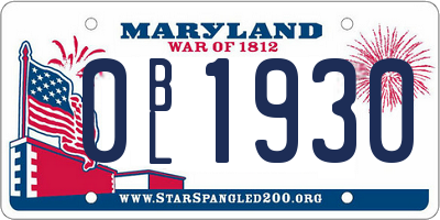 MD license plate 0BL1930