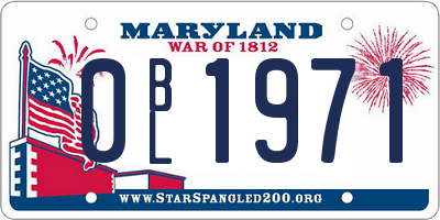 MD license plate 0BL1971