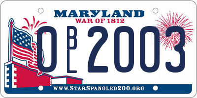 MD license plate 0BL2003