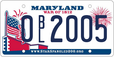 MD license plate 0BL2005