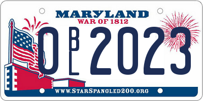 MD license plate 0BL2023