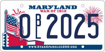 MD license plate 0BL2025