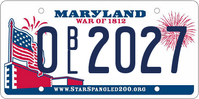 MD license plate 0BL2027