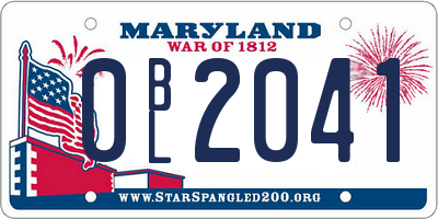 MD license plate 0BL2041