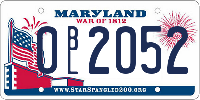 MD license plate 0BL2052
