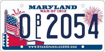 MD license plate 0BL2054