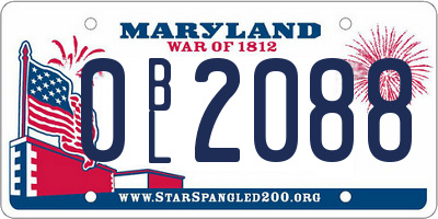 MD license plate 0BL2088