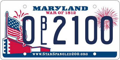 MD license plate 0BL2100