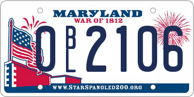 MD license plate 0BL2106