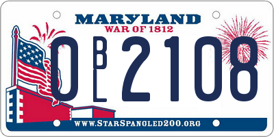 MD license plate 0BL2108