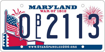 MD license plate 0BL2113