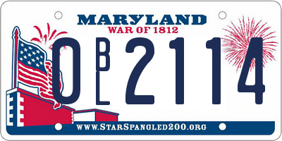 MD license plate 0BL2114