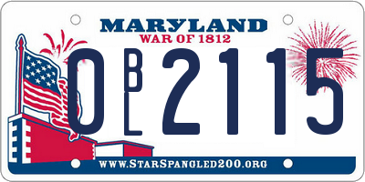 MD license plate 0BL2115