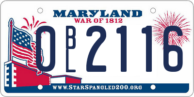 MD license plate 0BL2116