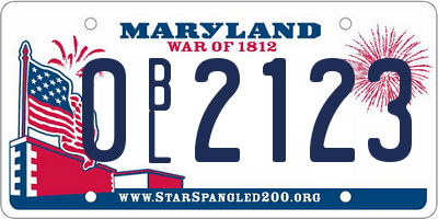 MD license plate 0BL2123