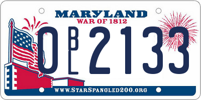 MD license plate 0BL2133