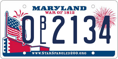 MD license plate 0BL2134