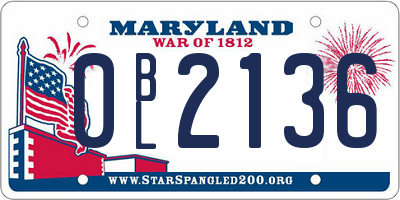 MD license plate 0BL2136