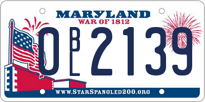 MD license plate 0BL2139