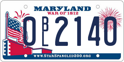 MD license plate 0BL2140