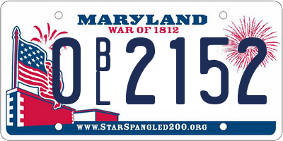 MD license plate 0BL2152