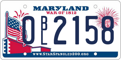 MD license plate 0BL2158