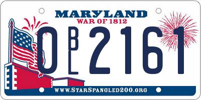 MD license plate 0BL2161