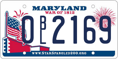 MD license plate 0BL2169